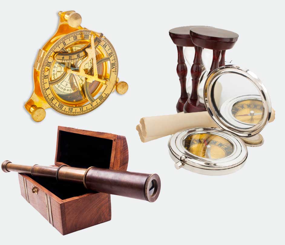 Voyager-Navigating the Future – Astrolabe, Compass & Celestial Map An antique astrolabe, celestial map, compass, and monoscope, symbolizing exploration, discovery, and humanity’s journey into the future of AI, AGI, and ASI.